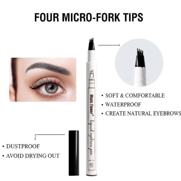 Pack of 3 Waterproof Liquid Eyebrow & Beard Filling Four Point Pen - Image 2