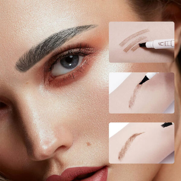 Pack of 3 Waterproof Liquid Eyebrow & Beard Filling Four Point Pen - Image 7