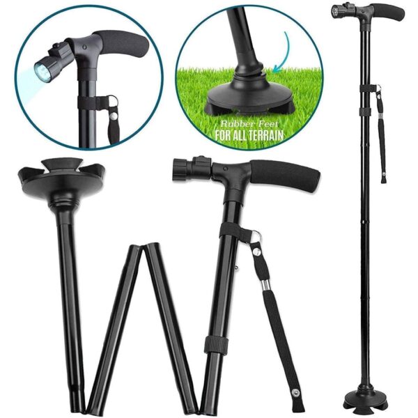 High Quality Foldable Walking Stick With LED Light