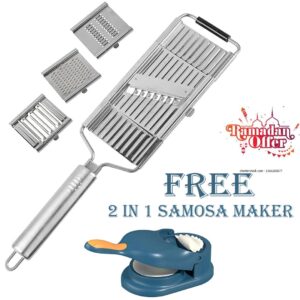 RAMZAN OFFER - Multi Use 3 in 1 Stainless Steel Vegetable Slicer With FREE SAMOSA MAKER