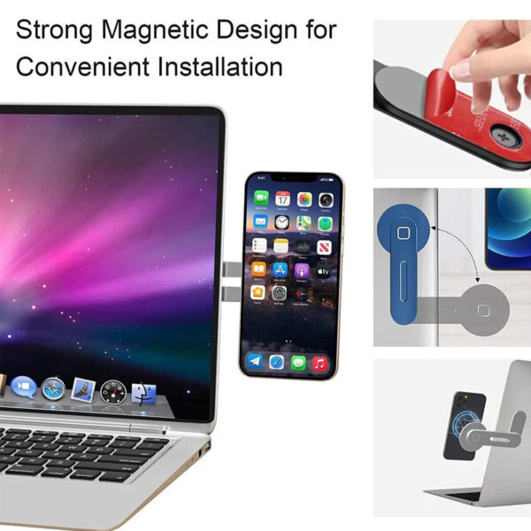 Laptop Side Mount Magnetic Mobile Holder For All Phones - Image 7