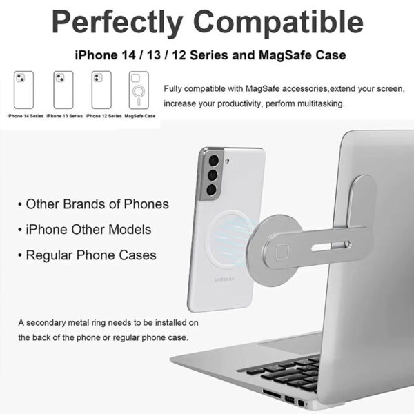 Laptop Side Mount Magnetic Mobile Holder For All Phones - Image 6