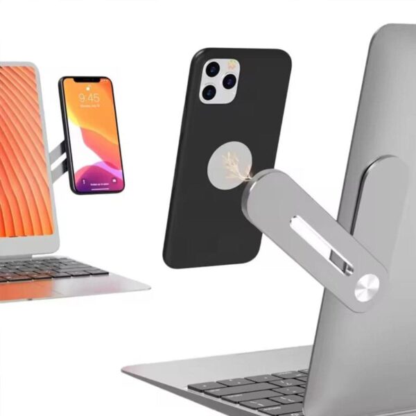 Laptop Side Mount Magnetic Mobile Holder For All Phones - Image 2