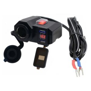 Waterproof Motorcycle Cigarette Lighter Dual USB Charger With LED Display