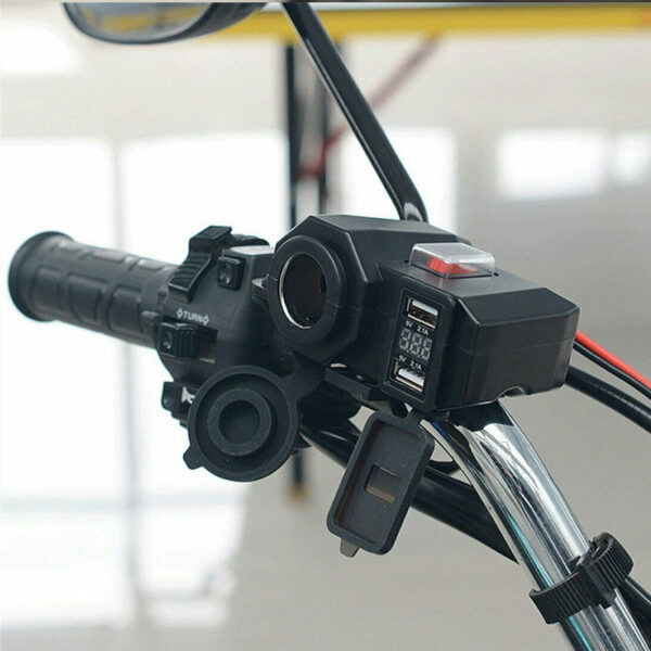 Waterproof Motorcycle Cigarette Lighter Dual USB Charger With LED Display - Image 4