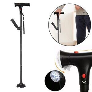 Premium Quality Double Handle Foldable Walking Stick With Alarm and LED Light (FREE DELIVERY)