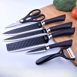 Premium Quality 6 Pcs Stainless Steel Knife Set - BLACK COLOR