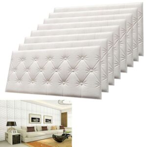 3D White Button-Tufted Foam Wall Panels – Self Adhesive Peel & Stick Bedroom Decor (35×70cm)