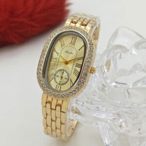 Luxury Oval Dial Ladies Watch – Gold Crystal Bracelet Elegant Women Wrist Watch