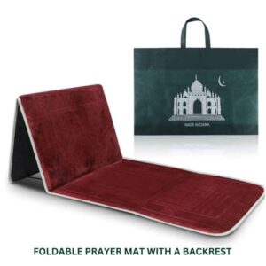 Turkish Style Foldable Prayer Rug With Back Support – Soft Padded Janamaz for Comfortable Salah, Hajj & Umrah