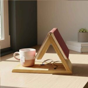 Modern Wooden Book Holder – Aesthetic Desk Organizer & Reading Stand