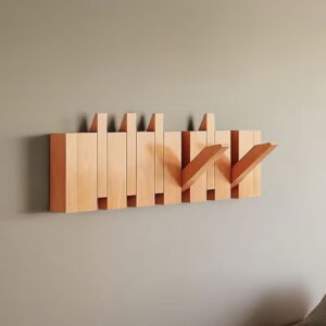 Premium Wooden Flip Down Hanger | 6 Hidden Flip Down Wall Hooks | FREE DELIVERY