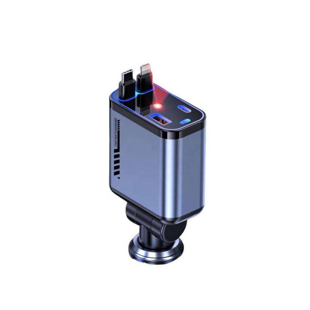 120W Retractable Car Charger (Type-C & iPhone) 4-in-1 Fast Charging With Starry Ambiant Light - Image 7