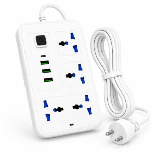 Premium 4 Universal Socket Extension Board With 3 USB Ports, Type-C Port & 3 Meter Cable
